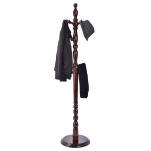 Wooden Freestanding Entryway Coat Hanger Rack With 8 Hooks