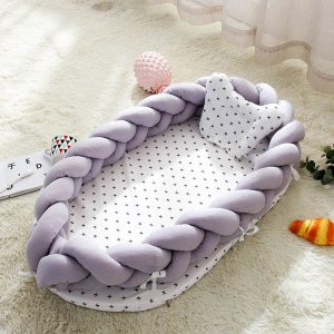 Portable Baby Knit Crib With Pillow