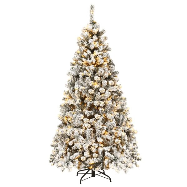 Realistic Prelit Flocked Artificial Christmas Tree 6Ft