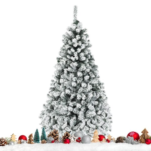 Realistic Prelit Flocked Artificial Christmas Tree 6Ft