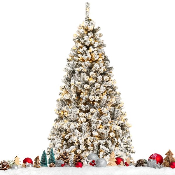 Realistic Prelit Flocked Artificial Christmas Tree 6Ft