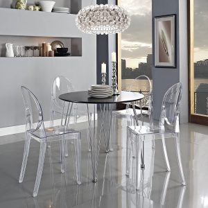 Transparent Oval Clear Acrylic Plastic Vanity Desk Chair 4X