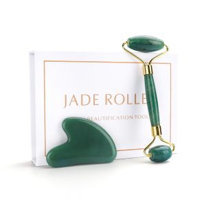 Natural Quartz Jade Roller Gua Sha Set