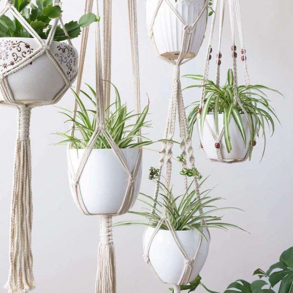 Premium Macrame Ceiling Hanging Planter Holder 4 Pack