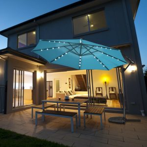 Premium Outdoor Patio Cantilever Offset Umbrella With Solar Lights