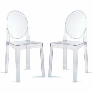 Transparent Oval Clear Acrylic Plastic Vanity Desk Chair 4X