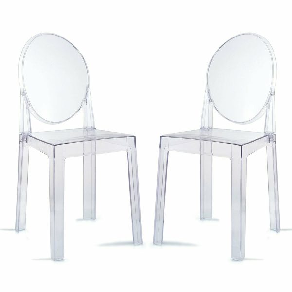 Transparent Oval Clear Acrylic Plastic Vanity Desk Chair 4X