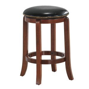 Wooden Rustic Cushioned Leather Counter Bar Stool