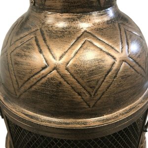 Steel And Cast Iron Antique Wood Burning Golden Chimenea Fireplace