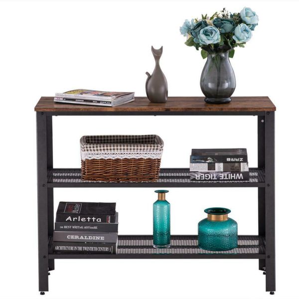 Small Compact Narrow Entryway Wood Console Sofa Table With Storage