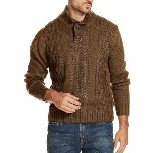 Sweater Men'S Fashion Solid Color Long-Sleeved Sweater