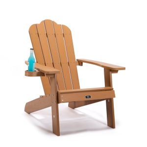 Tale Adirondack Chair Outdoor Furniture Painted Seating With Cup Holder All-Weather Fade-Resistant Plastic Wood