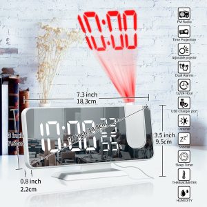 The Temperature And Humidity Multifunctional Radio Projection Creative Led Mirror Clock