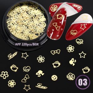 Ultra Thin Manicure Hollow Metal English Letter Snowflake Christmas Nail Patch