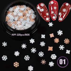 Ultra Thin Manicure Hollow Metal English Letter Snowflake Christmas Nail Patch