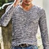 V-Neck Slim Fit Long Sleeve T-Shirt Men