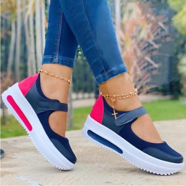 Vulcanized Sneakers Platform Solid Color Flats Ladies Shoes Casual Breathable Wedges