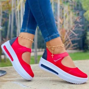 Vulcanized Sneakers Platform Solid Color Flats Ladies Shoes Casual Breathable Wedges