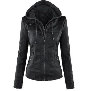 Women Solid Leather Jacket