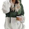 Women'S Casual Round Neck Rope Hooded Stitching Sweater