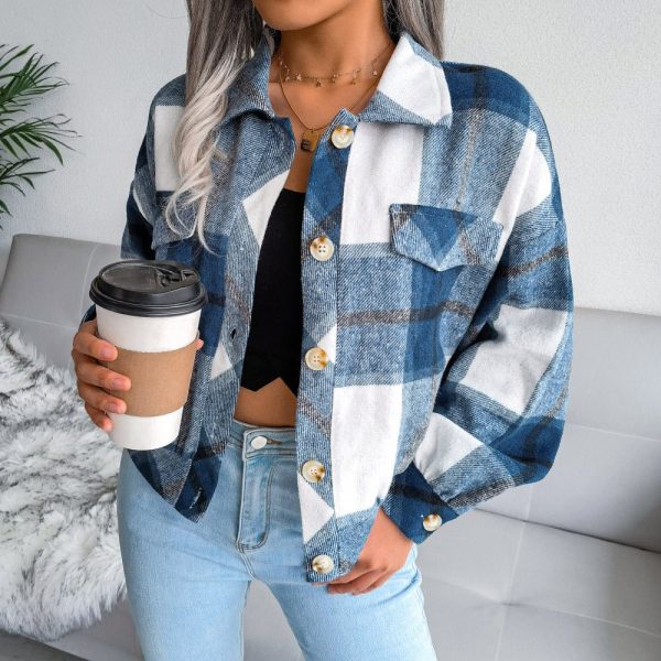 Women'S Long Sleeve Plaid Shirt Jacket