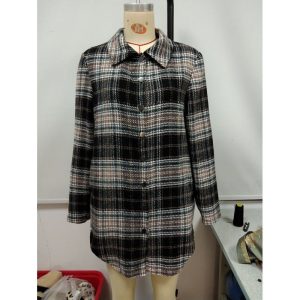 Women'S Loose Casual Plush Plaid Shirt Jacket