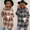 Women'S Loose Casual Plush Plaid Shirt Jacket