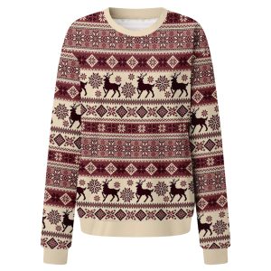 Women'S Printed Elk Christmas Sweater