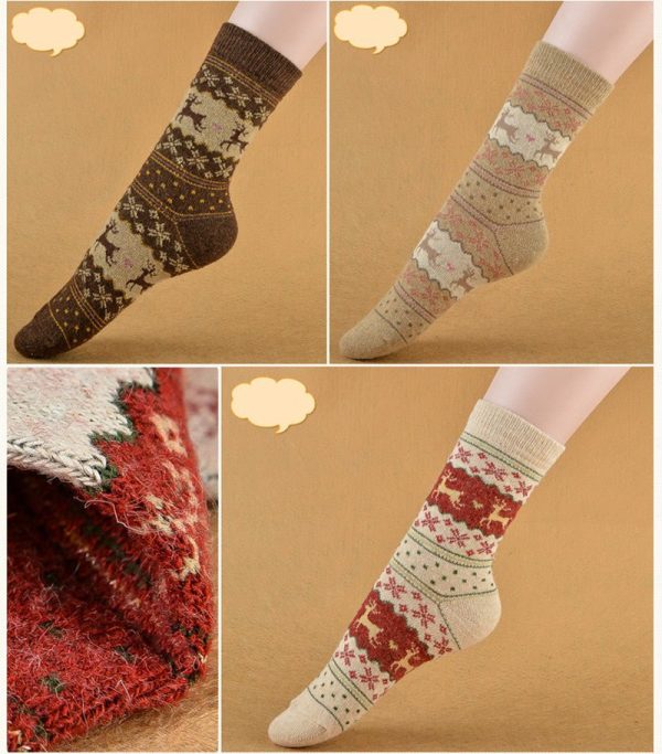 Women'S Thickened Warm Retro Christmas Print Socks