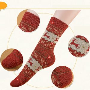 Women'S Thickened Warm Retro Christmas Print Socks