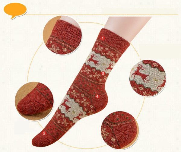 Women'S Thickened Warm Retro Christmas Print Socks