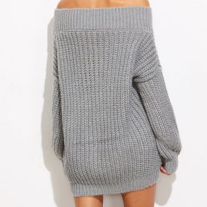 Women'S V-Neck Thickened Solid Color Knitted Sweater