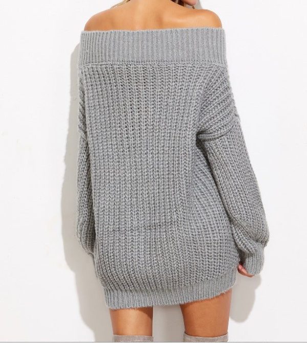 Women'S V-Neck Thickened Solid Color Knitted Sweater