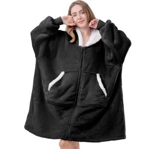 Zip Fleece Jacket Casual Long Sleeve Blanket