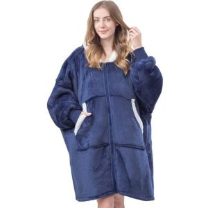 Zip Fleece Jacket Casual Long Sleeve Blanket