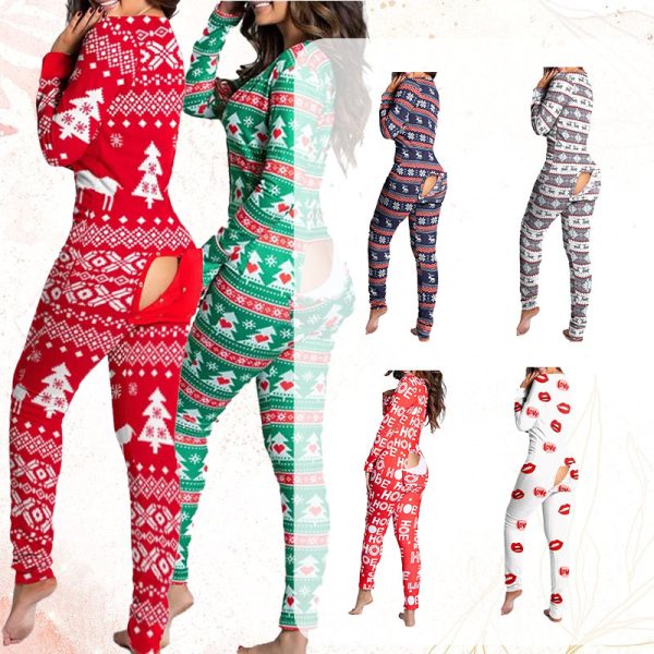 Christmas Button Flap Sexy Jumpsuit For Women