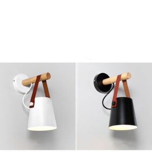 Wood Arm - Wall Lamp With Iron Lampshade And Wooden Arm