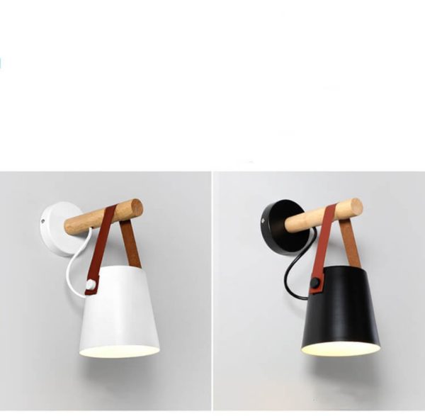 Wood Arm - Wall Lamp With Iron Lampshade And Wooden Arm