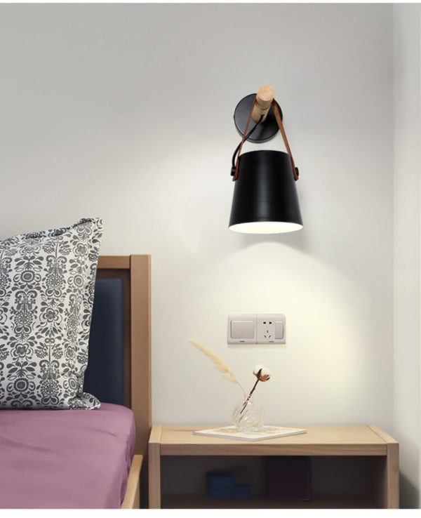 Wood Arm - Wall Lamp With Iron Lampshade And Wooden Arm