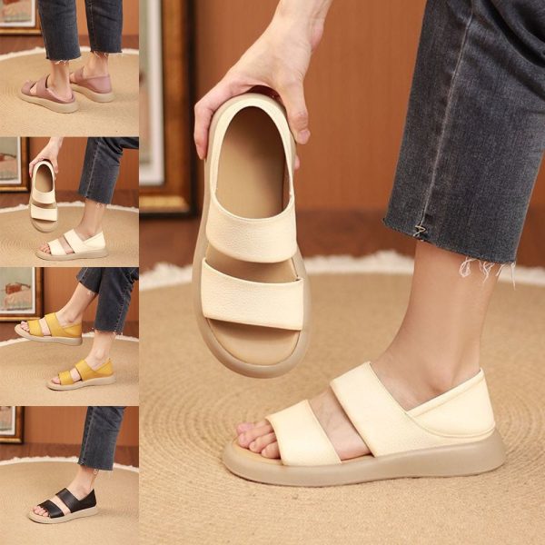 Thick Sole Women'S Stylish Genuine Leather Sandals