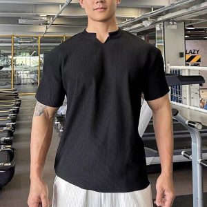 Men'S VNeck Short Sleeve Muscle Athletic Workout TShirts