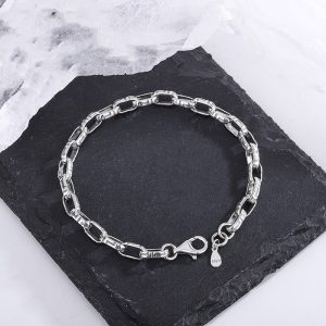 S925 Silver Bracelet Classic Great Wall Print Punk Style