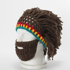 Party Spoof Knit Wool Hats Beard And Wig Hats