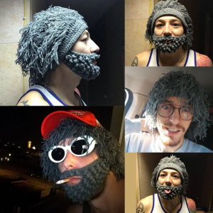 Party Spoof Knit Wool Hats Beard And Wig Hats