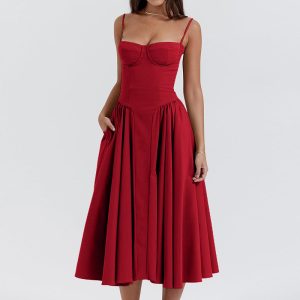 Sleeveless Corset Fit Midi Dress