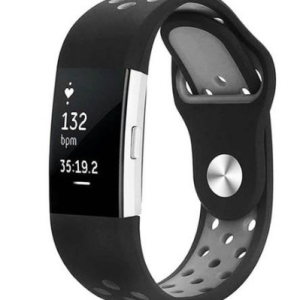 Monochrome Round Hole Silicone Strap For Fitbit Charge2