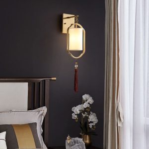 Lightsphere - Modern 1-Light Fabric Wall Lamp In Chinese Style