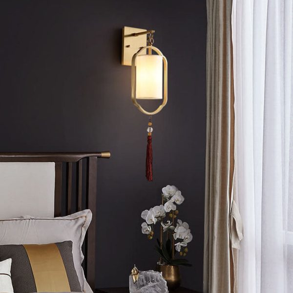 Lightsphere - Modern 1-Light Fabric Wall Lamp In Chinese Style