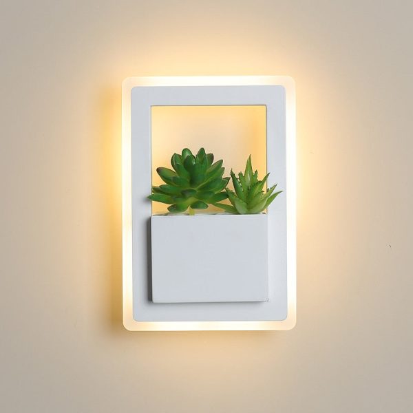 Modern Led Bedside Wall Lamp With Plant