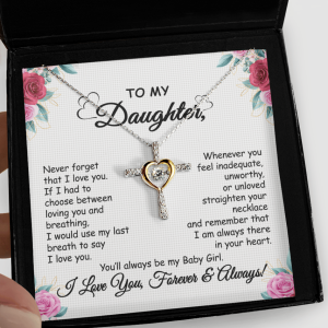 Gift To My Baby Girl Daughter Cross Dancing Necklace